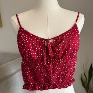 Polka Dot Tank Top M Red White Coquette Boho Cottage Fairy Medium